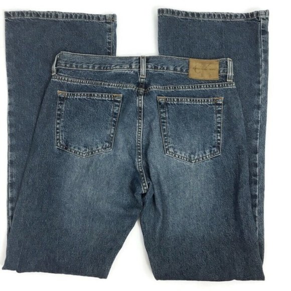 Calvin Klein Jeans Denim - Calvin Klein Vintage Dark Sandblast Wash Blue Cotton Denim Flare Jeans B3-517